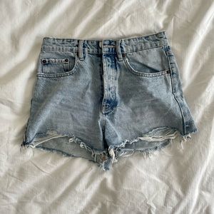 Zara High Rise Fray Denim shorts